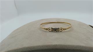 White Stone Gold-Stone Bracelet 14K Yellow Gold 6.68g